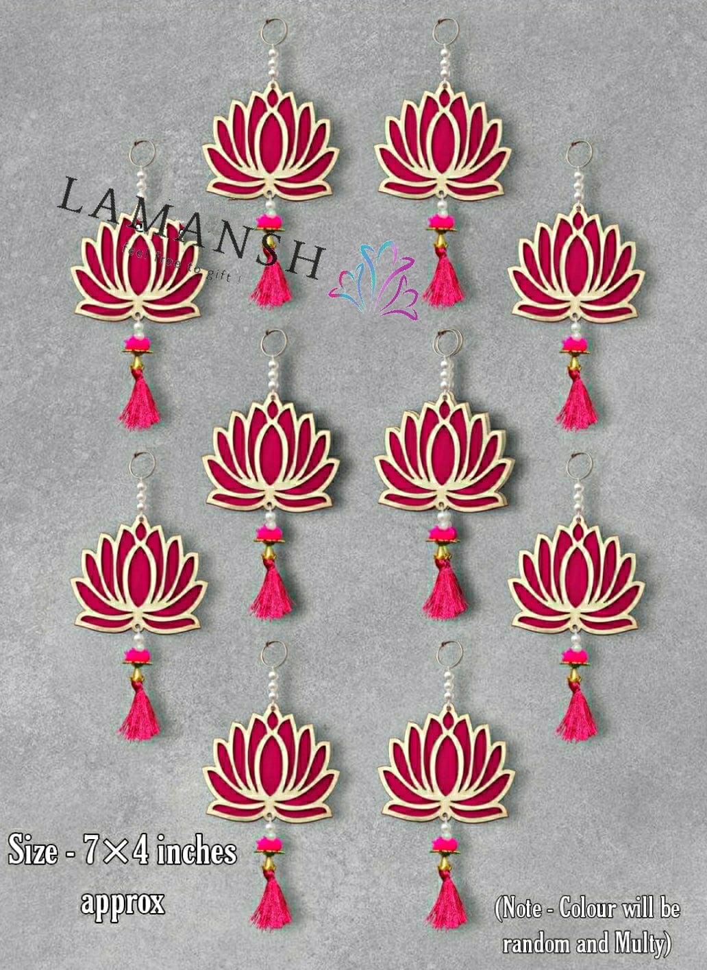 Lamansh lotus hanging LAMANSH® Festive Decoration Mdf🔥Lotus Hanging / Lotus Toran-BackDrop/GaneshChaturthi-Navrati-Tample-Diwali-Puja-Pooja Living Kid Room-Wedding-Decor