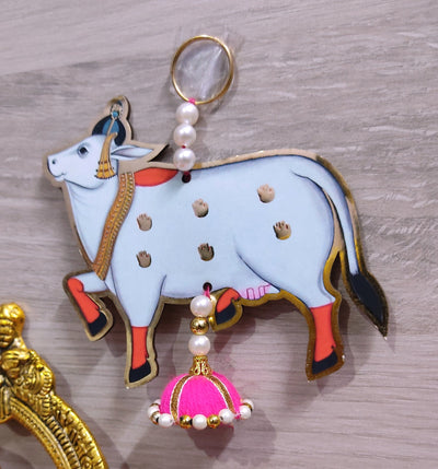 Lamansh lotus hanging LAMANSH® Kamdhenu Cow Hangings / Festive Decoration 🔥 MDF cow Hanging / Holy Cow Toran-BackDrop/GaneshChaturthi-Navrati-Temple-Diwali-Puja-Pooja Living Kid Room-Wedding-Decor