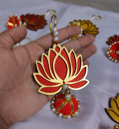Lamansh lotus hanging LAMANSH® (Set of 25 pcs) Red Pink & Yellow Lotus / Festive Decoration 🔥Lotus Hanging / Lotus Toran-BackDrop/GaneshChaturthi-Navrati-Tample-Diwali-Puja-Pooja Living Kid Room-Wedding-Decor