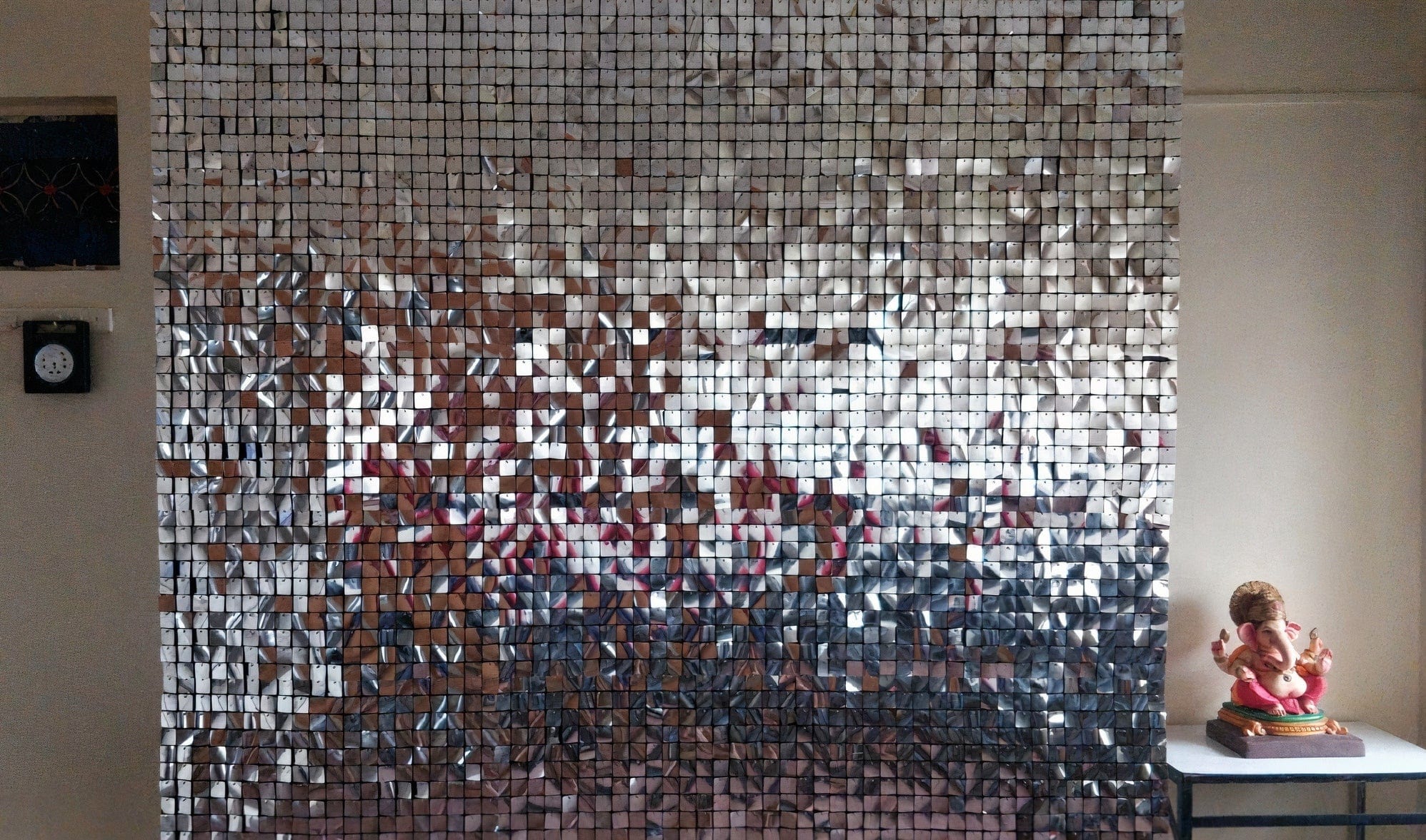 GANPATI 🕉️ BACKDROP #10 | Silver Sequins Shimmer Wall / Sequin Panels ...