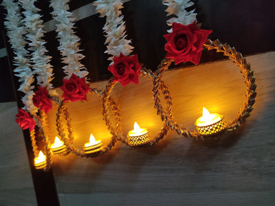 Lamansh marigold candle holder 70 Hangings Pack of 70 Hangings at 115 Rs each (5 Feet height & No ❌candles included) Decorative Round Hanging Gota candle holder stand attached to jasmine & rose garlands / decoration for diwali 🔆 & navratri festive events