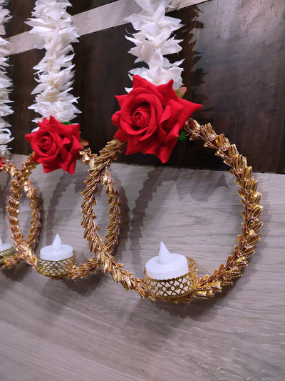 Lamansh marigold candle holder 70 Hangings Pack of 70 Hangings at 115 Rs each (5 Feet height & No ❌candles included) Decorative Round Hanging Gota candle holder stand attached to jasmine & rose garlands / decoration for diwali 🔆 & navratri festive events