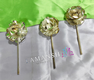 LAMANSH Metal Flowers LAMANSH Pack of 12 Metal Alloy Silver Plated Lotus Flowers for Ashtothram Puja and Occasions / German silver gift 🎁 products