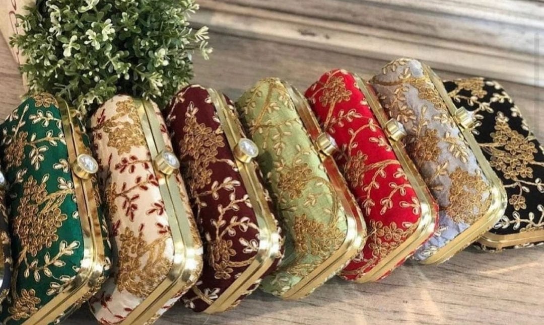 LAMANSH metal purse clutch lAMANSH Embroidered Metal Hand Clutches for women / Stylish purse for parties 🎉 & wedding ceremony