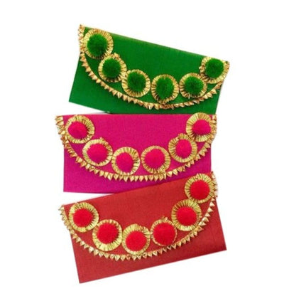 LAMANSH Multi Envelope Lamansh® Pack of 5 Clutches / Shagun Envelopes Assorted Colors / for Giveaways Lifafa Envelopes On Weddings,  Festivals, Family functions