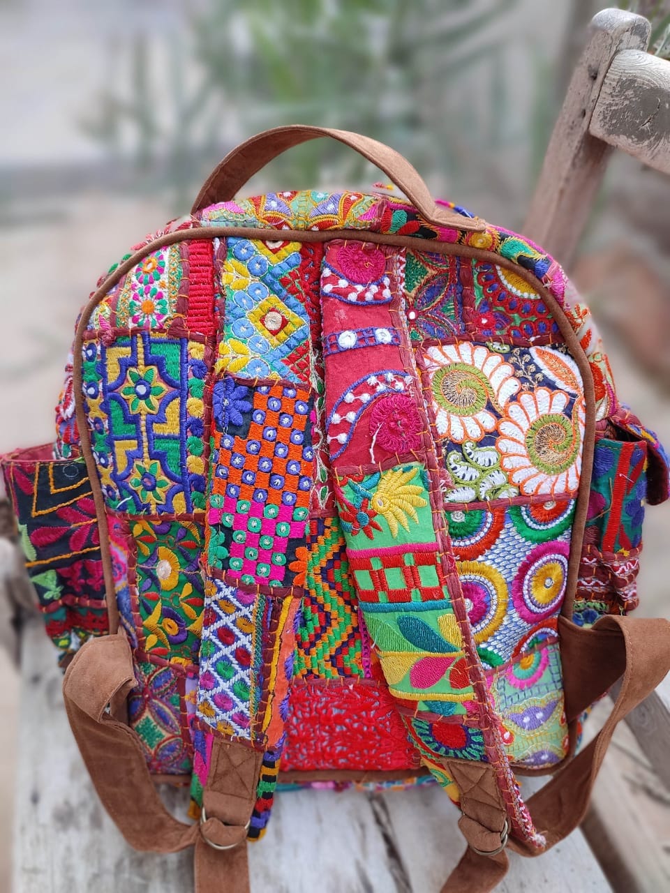 LAMANSH Multicolor / Cotton / 1 Lamansh® (Pack of 1) Banjara embroidery Cotton Patchwork Multicolour Stylish Backpack Bag for Men/Women