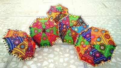 LAMANSH Multicolor / Cotton / 100 LAMANSH® (Pack of 100) Handmade Sun Protection Rajasthani Umbrella Handicrafted / Backdrop Event Decoration Umbrella