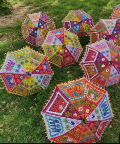 LAMANSH Multicolor / Cotton / 5 LAMANSH® Pack of 5 Umbrella Diwali decoration Umbrella Mehndi Decor Umbrella Party decor