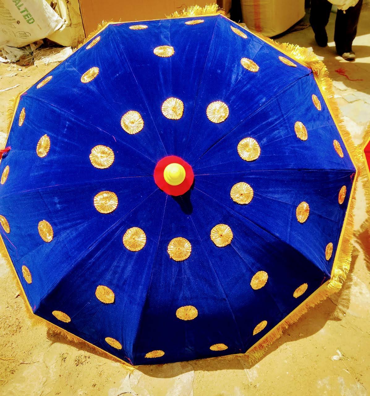 LAMANSH Multicolor / Fabric / 1 LAMANSH® (Pack of 1) 7.5 ft height & 4 ft width Big size Decorative Velvet Embroidered Bridal Umbrella for Entry in Wedding 💥 / Designer Umbrellas for Event Decoration