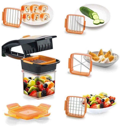 LAMANSH Multicolor / Plastic - Stainless steel / 1 LAMANSH® Vegetable Dicer Chopper 5 in 1 Multi-Function Slicer Vegetable & Fruits Cutter, Dicer Grater & Chopper, Peeler with Container Onion Cutter Kitchen