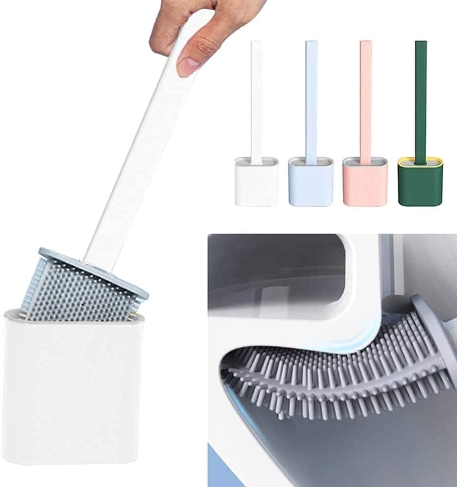 LAMANSH Multicolor / Silicon / 1 LAMANSH® Silicon Anti-Drip Soft Silicone Bristle Toilet Bowl Cleaner Brush with Slim No-Slip Long Handle (Multicolour)