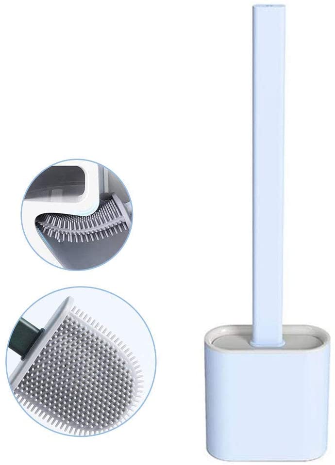LAMANSH Multicolor / Silicon / 1 LAMANSH® Silicon Anti-Drip Soft Silicone Bristle Toilet Bowl Cleaner Brush with Slim No-Slip Long Handle (Multicolour)