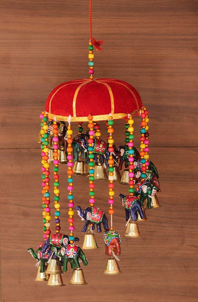 LAMANSH Multicolor / Standard / 1 LAMANSH® Rajasthani Handicraft Elephant Door Hanging Latkan Toran with Tokri for Home Decor