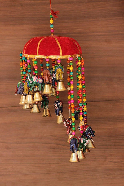 LAMANSH Multicolor / Standard / 1 LAMANSH® Rajasthani Handicraft Elephant Door Hanging Latkan Toran with Tokri for Home Decor