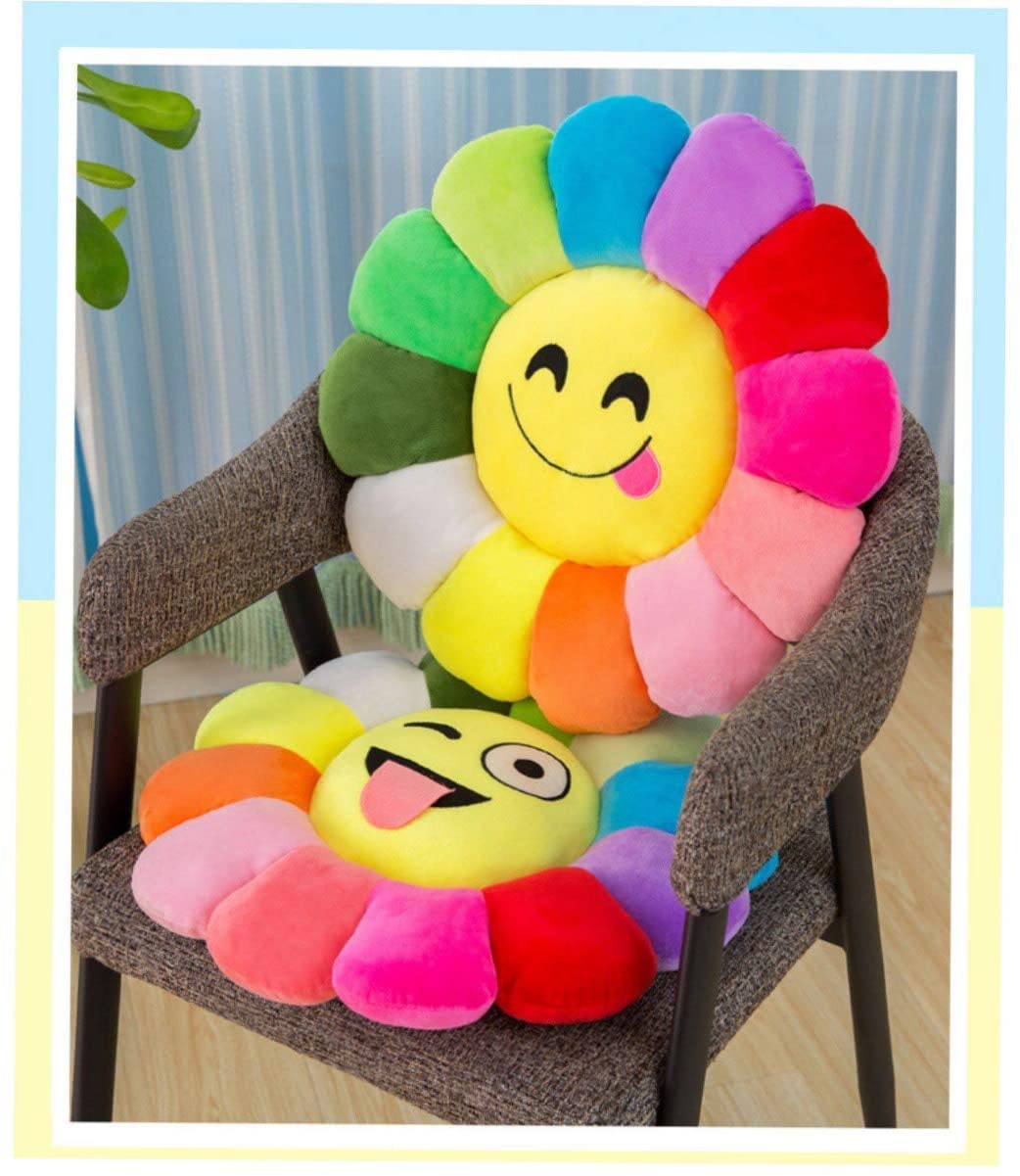 LAMANSH Multicolor / Velvet / 2 LAMANSH® Soft Velvet Sunflower Fiber Filled Smiley Back Seat Cushions, Use in Kids Playing, Room Decorate, Set of 2 Pieces,