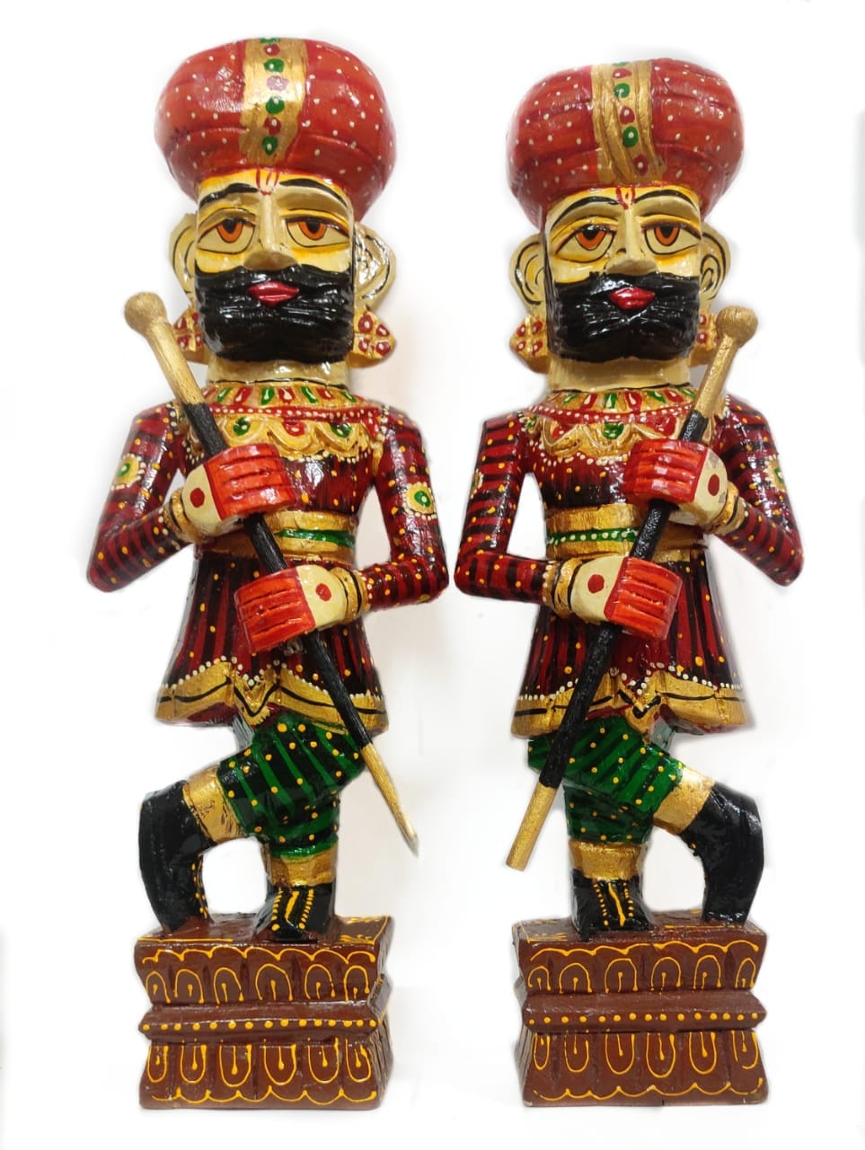 LAMANSH Multicolor / Wood / 15 Inch LAMANSH® Set of 2 Handicrafted Wooden Darbaan or Royal Guards 15 Inch Showpiece Figurine Cum Decorative Figures for Home Decor, Room Decor and Gifts