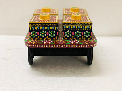 LAMANSH Multicolor / Wooden / 1 LAMANSH® Wooden Handcrafted Hand Painted Dry Fruit Storage Trolley Box Showpiece