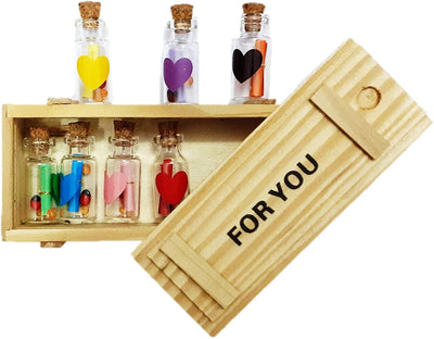 LAMANSH Multicolor / Wooden , Glass / 1 LAMANSH® Glass Wood Message Pill Bottle with Wooden Box, 7 Pieces, Multicolour