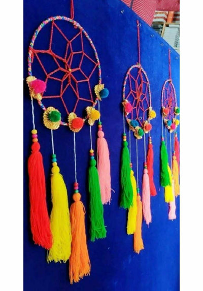 LAMANSH Multicolor / Wool & other craft materials / 10 Hangings LAMANSH® Pack of 10 Designer Pom Pom wall Decor Hanging Toran For Wedding, Haldi & Events