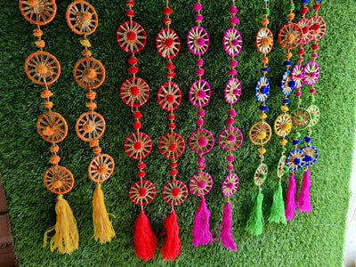 LAMANSH Multicolor / Woolen / 10 LAMANSH® Pack of 10 Designer Pom Pom wall Decor Hanging Toran For Wedding, Haldi & Events