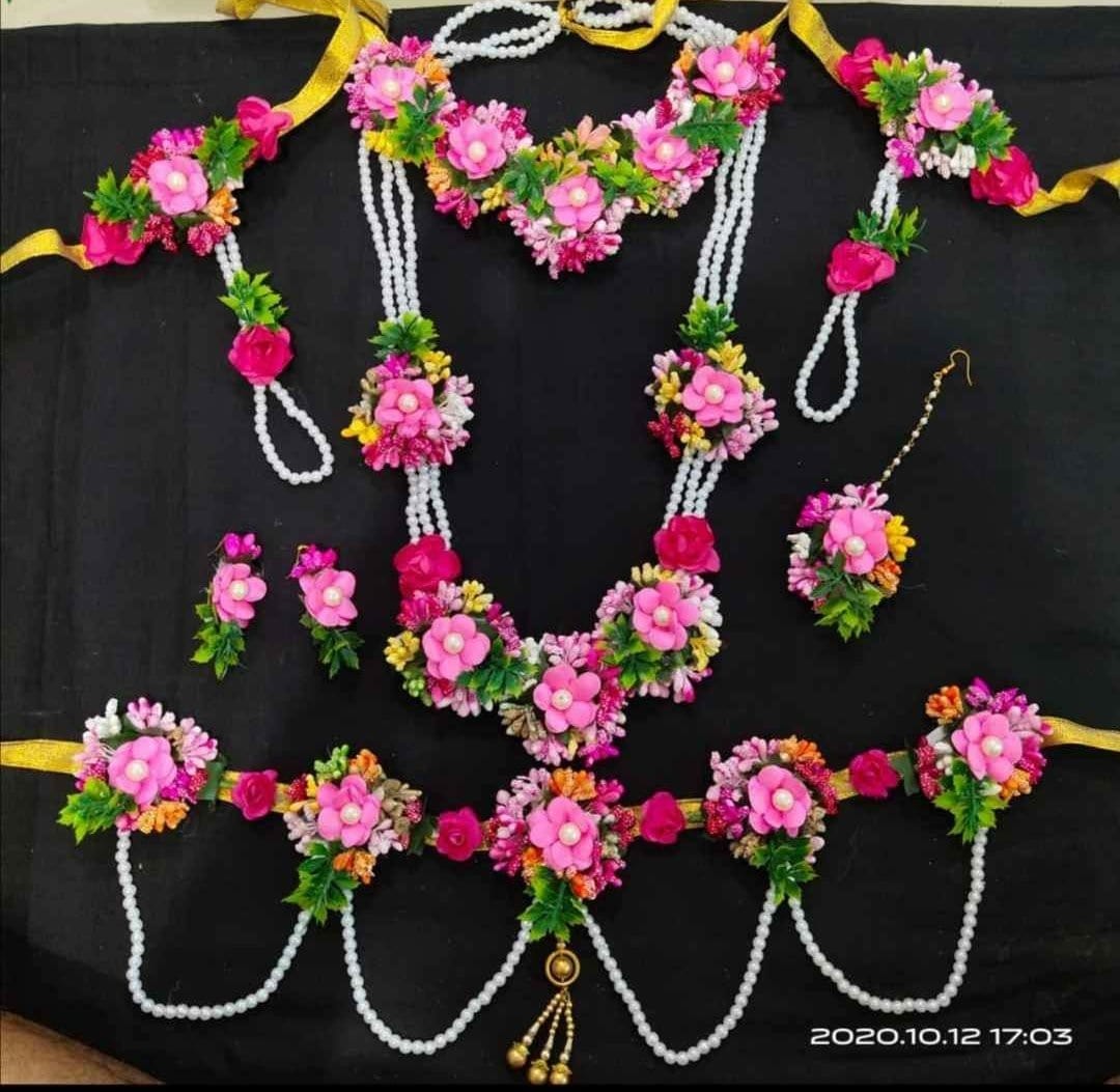Pink Floral Jewellery For Girls & Bride 