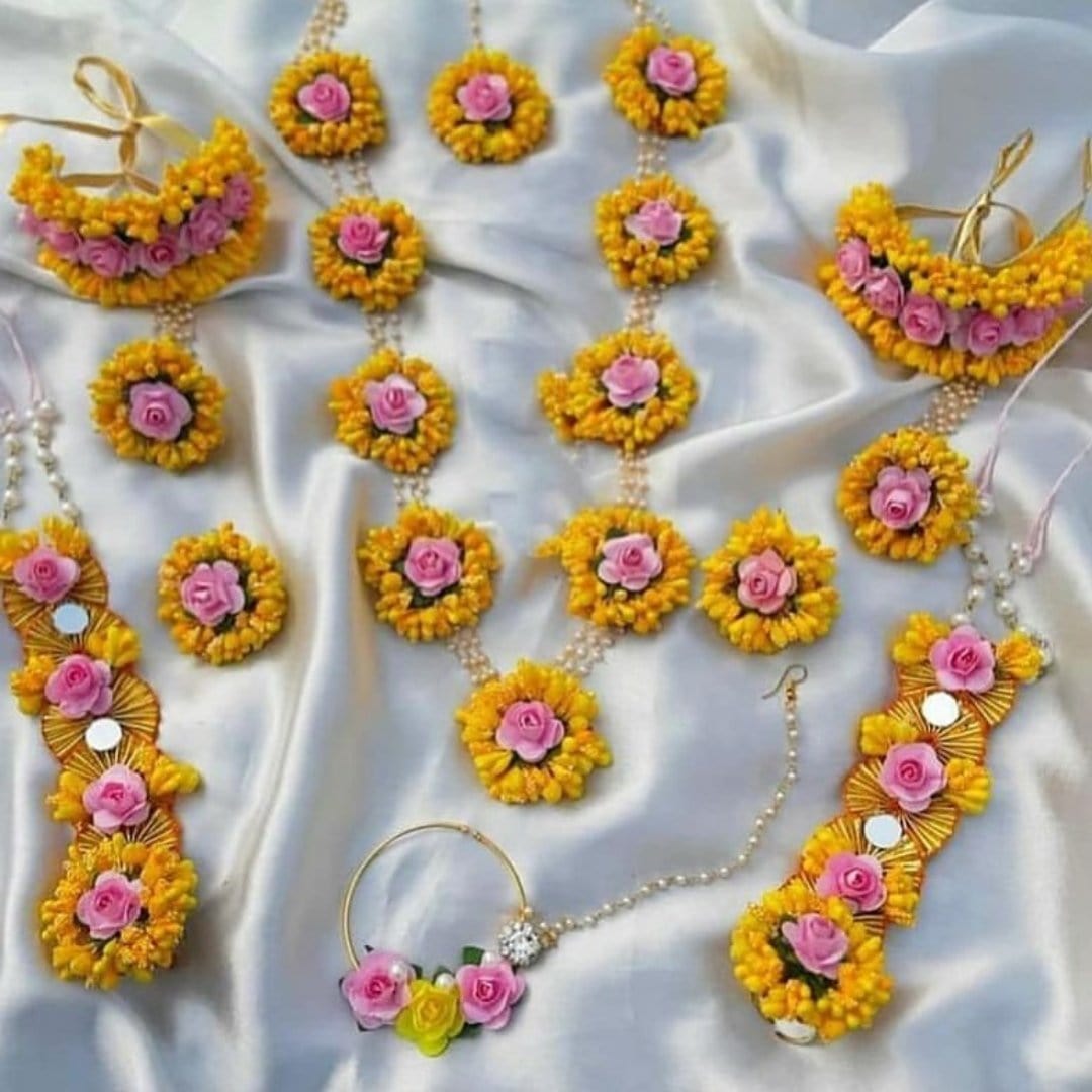 Floral  jewellery set with payal set / anklets set 
