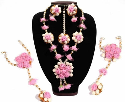 Lamansh Necklace, Earring & Bracelet Set Pink / Free size / Haldi Lamansh Artificial Floral Jewellery Set