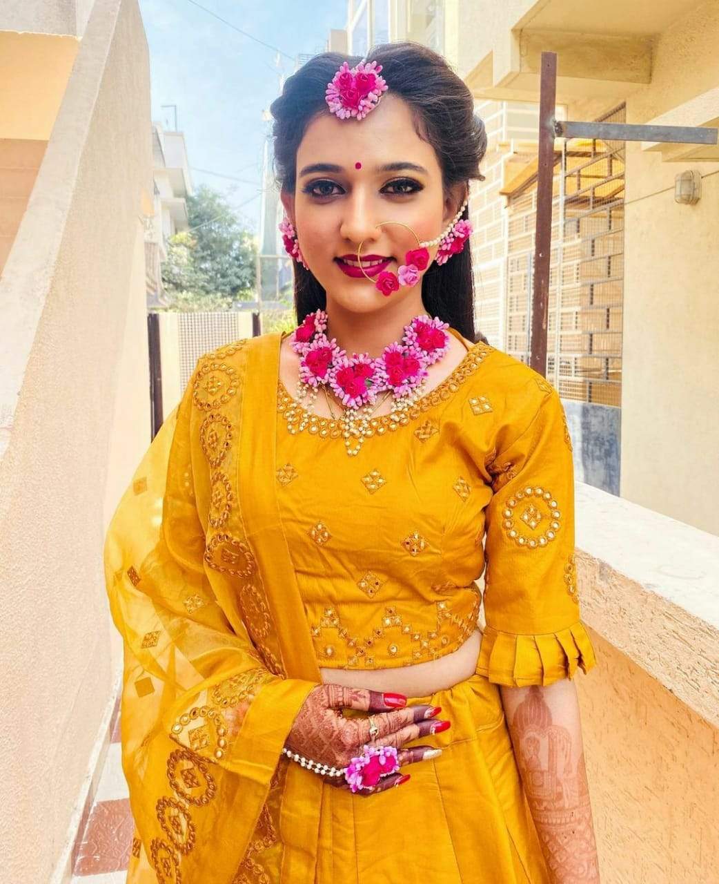 Big Yellow Traditional Jhumka Earrings for Girls by FashionCrab