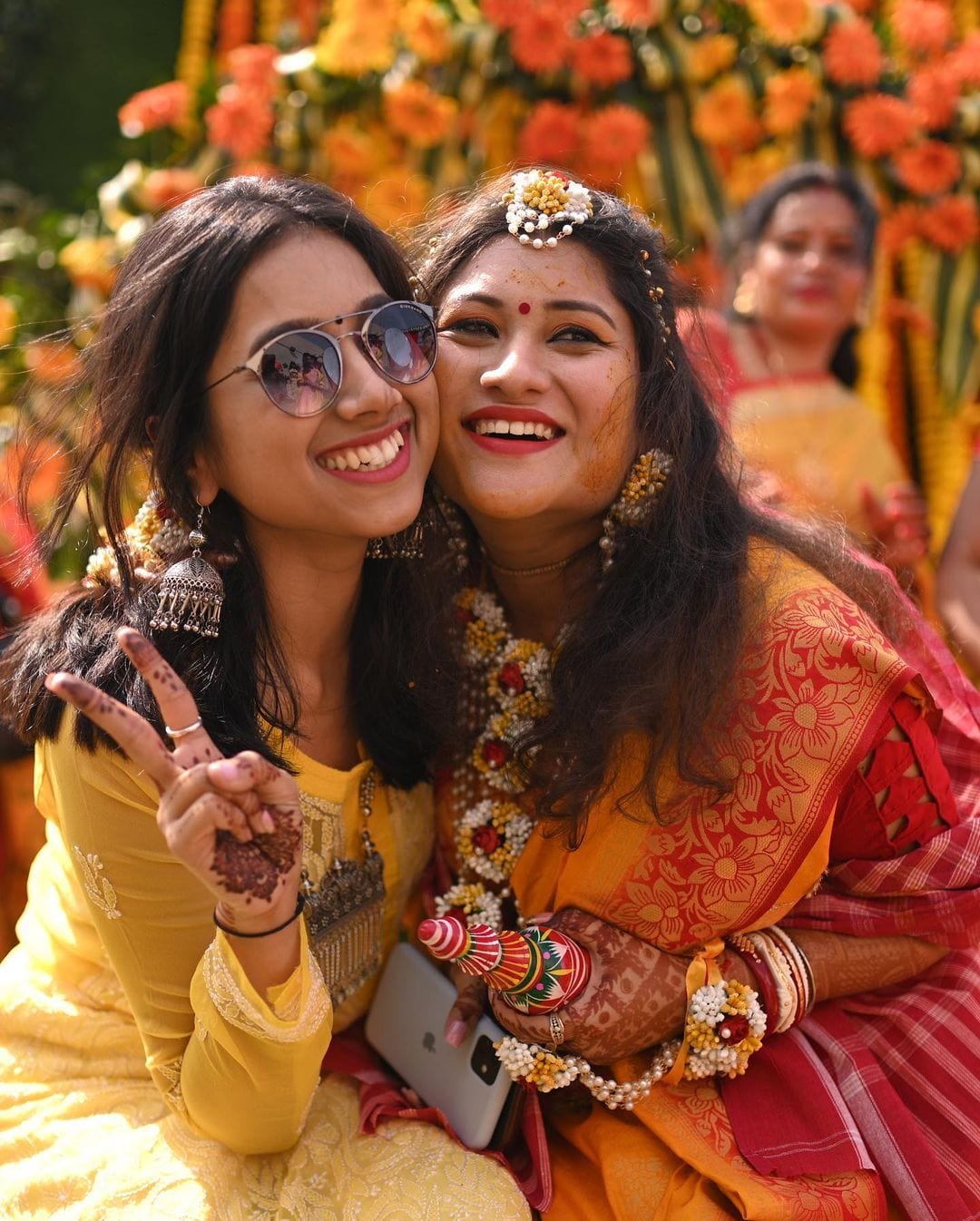 Marriage Haldi Jewellery Set LAMANSHยฎ Yellow White Red Bridal