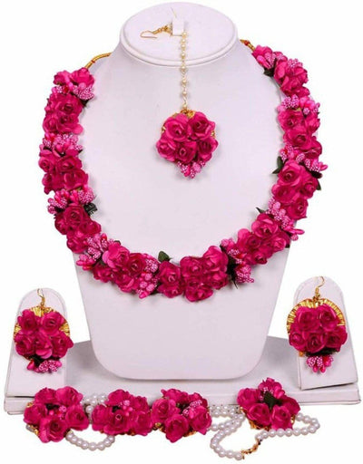 Pink artificial floral jewellery