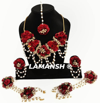 Flower Jewellery with bracelet / Maangtika set