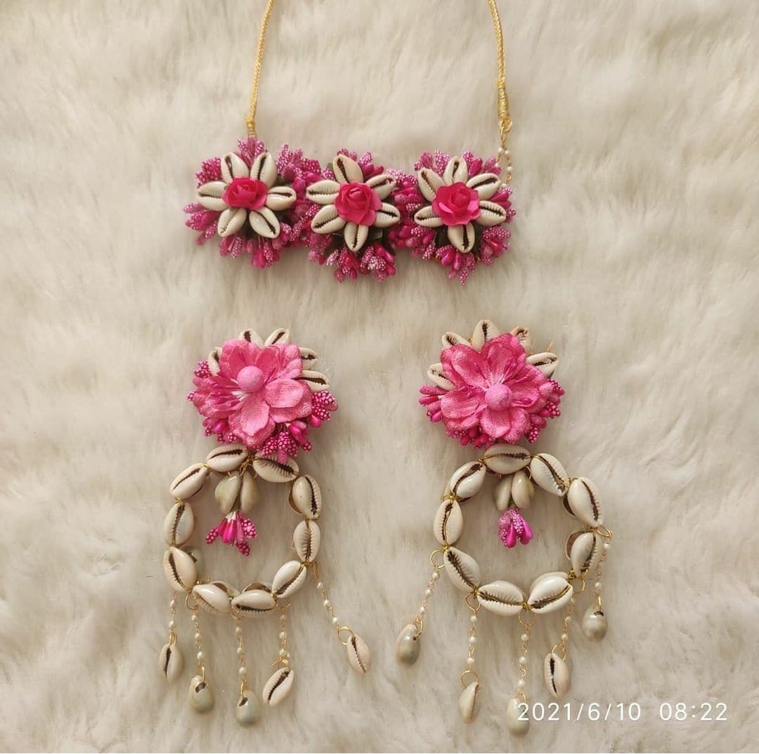 LAMANSH necklace Earrings & set Pink-White / Standard / Shells 🐚 Style Lamansh® Flower Jewellery Set With Shells Earrings set