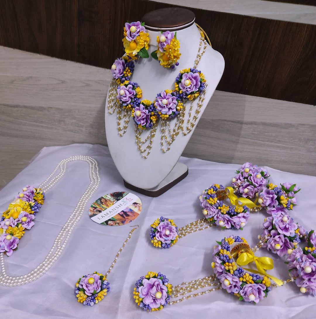 LAMANSH® Flower Jewelry with Kalire Hand Jewellery for Haldi