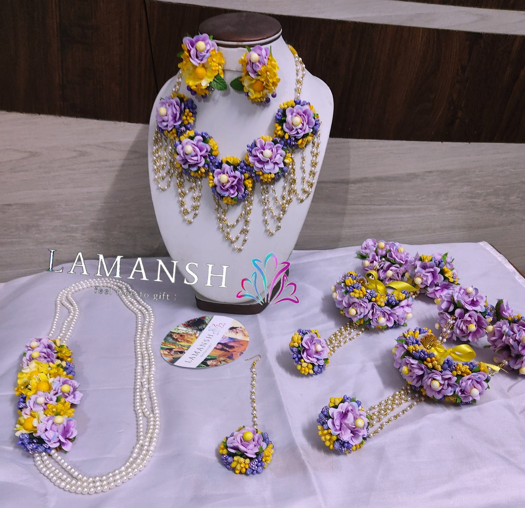 LAMANSH® Flower Jewelry with Kalire Hand Jewellery for Haldi