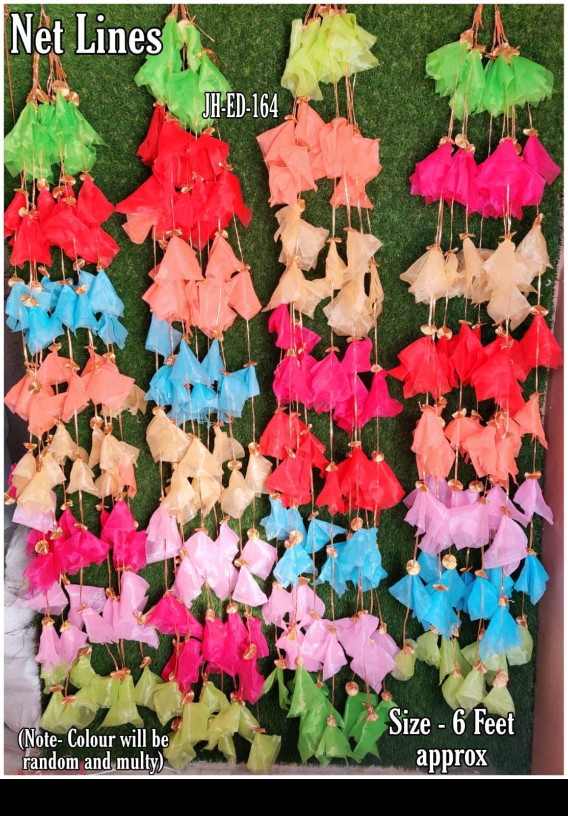 Lamansh net hangings 500 Hangings LAMANSH® (Pack of 500 Hangings) Multicolor 6 feet height Decorative Gota Net Hangings for Festive season 🔥 for Wedding Backdrops/Haldi Mehendi & Wedding Event Decoration