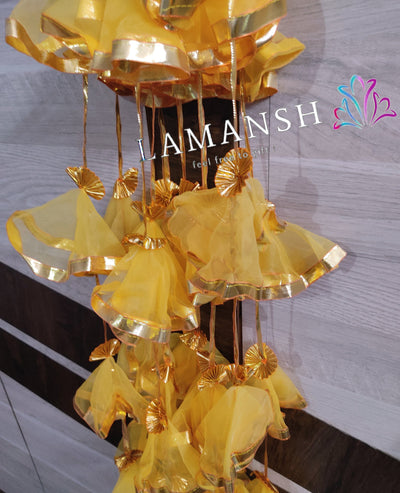 Lamansh net hangings Decorative ( Pack of 250 ) 4 ft Net Hangings at Rs 45 each / for Wedding Backdrops / Fabric Gota hangings for Haldi & Indian Wedding Event Decoration