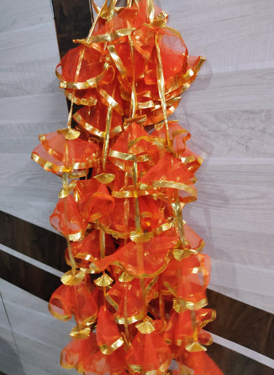 Lamansh net hangings LAMANSH® 4 ft Orange color Decorative Gota Net Hangings for Festive season 🔥 for Wedding Backdrops/Haldi & Wedding Event Decoration
