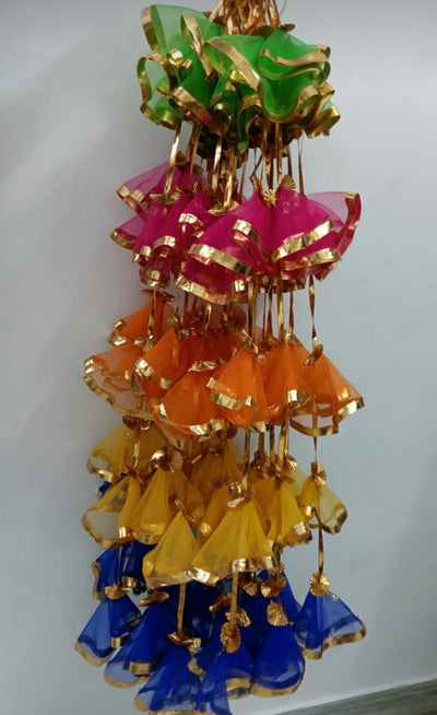Lamansh net hangings LAMANSH® Mukticolor (Pack of 10) 4.5 ft Net Decorative Hanging for Wedding Backdrops/Haldi & Wedding Event Decoration