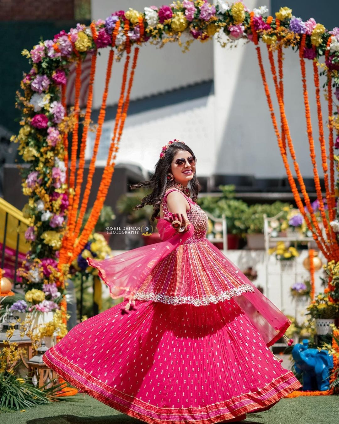 LAMANSH® Bridal Dry Flower Jewellery set with Tiara Best for