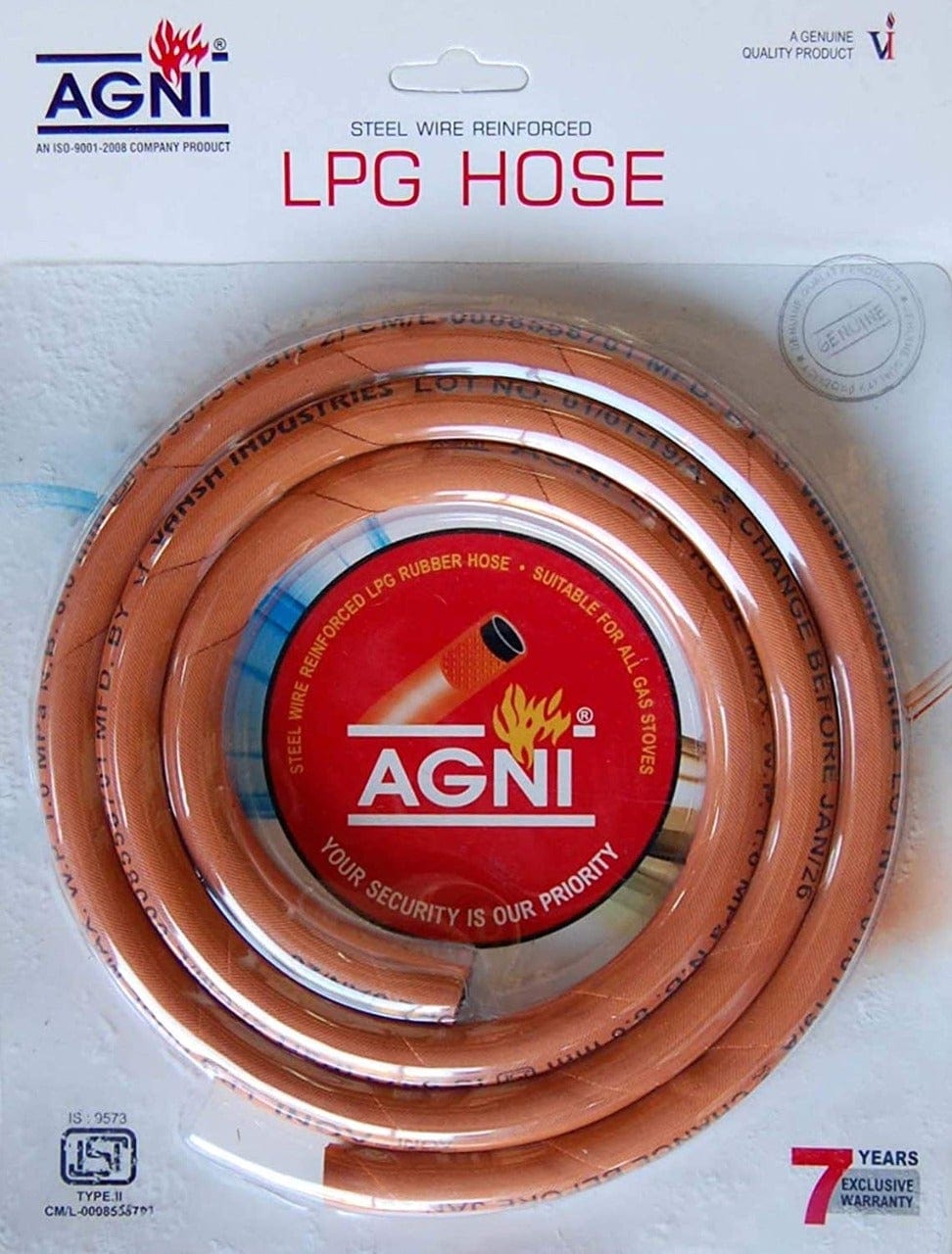 LAMANSH Orange / Rubber / 1.5 mtrs Agni LPG Hose 1.5 meter ,LPG Gas Pipe , Kitchen Accessories