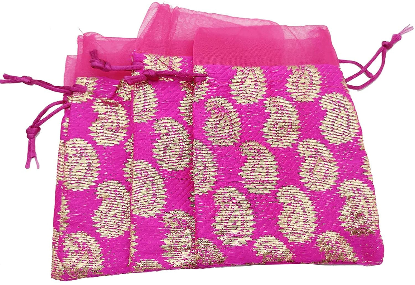 LAMANSH Pink / Fabric / 6*4 inch LAMANSH® pack of 25 Small 6.5x4.5 inch Potli Bags Pouch Best for Wedding Anniversary Party Supply Return Gifting Bags