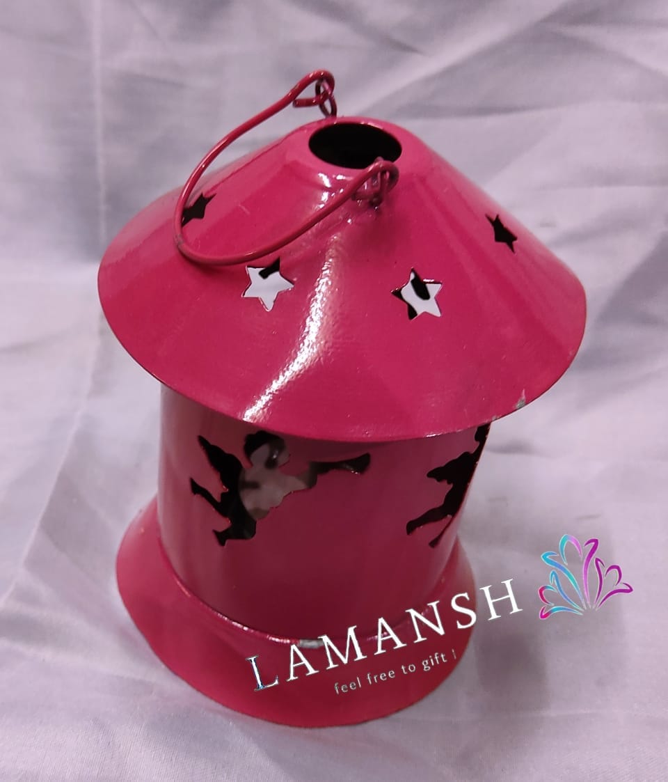 LAMANSH Pink / Metal / 1 LAMANSH® Candle Holder for Home Decoration | Candle Stand Lantern and Hanging Tealight Holder for Home Decor Items