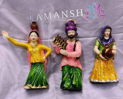 LAMANSH® polyresin statues Multicolor / Polyresin / 12 inches LAMANSH® Traditional Handcrafted Rajasthani Polyresin Folk Puppets aka Rajasthani Dolls Art, Handmade Puppet Pair for Home Décor, Cultural Program and Events.