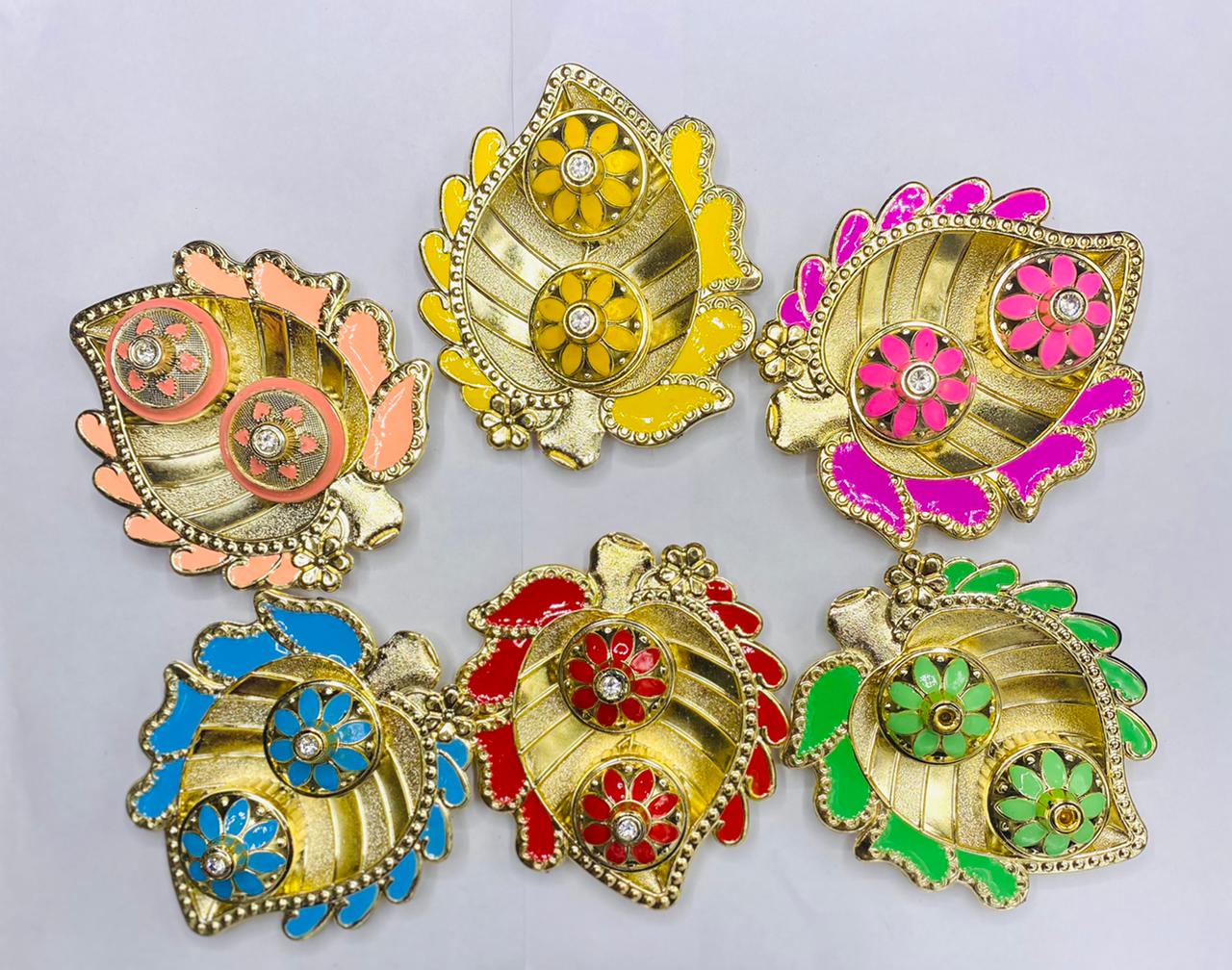 LAMANSH® (Pack of 12) Designer Plastic Rakhi Kumkum platter Handcrafte ...