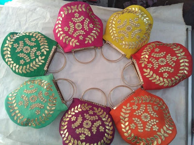 LAMANSH Potli Bag Multicolor / Fabric / 6 LAMANSH®(Pack of 6) Potli Bag Work Wedding potli for Ladies Gift for Women Handbags Traditional Indian Wristlet with Drawstring Ethnic Embroidery Women Fashion Potli