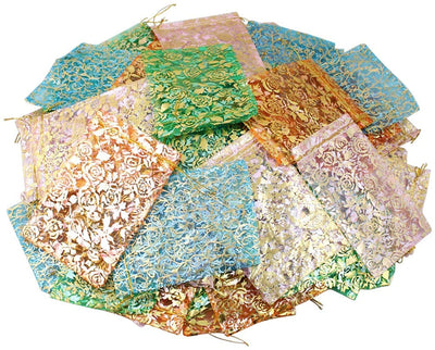 LAMANSH Potli Bags Mix-color / 30 × 40 cm / 100 LAMANSH® (100 pcs 30 *40 cm) Potli Bags For Return Gift Organza Potli Bags, Jewelry Pouches, Potli Bags for Return Gifts,Wedding Party Favor Gift Bags