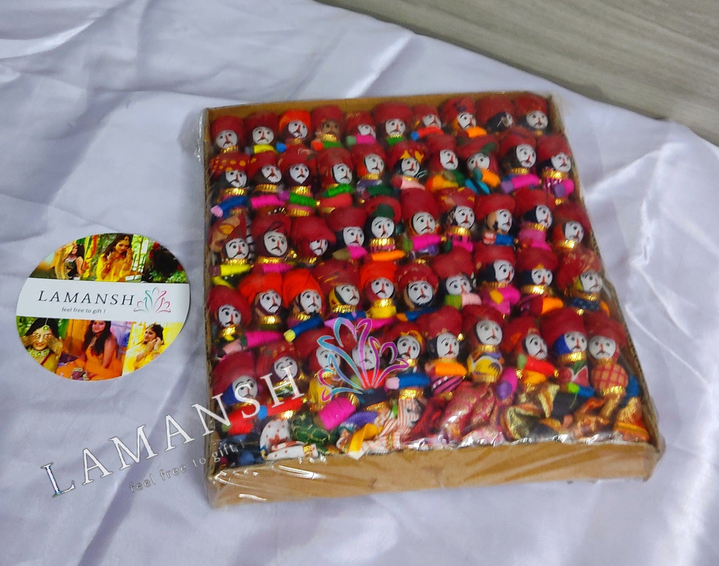 Lamansh Puppets & Marionettes Multicolor / 100 Male Mini Dolls / 8.5 cm x 6.5 cm LAMANSH® Pack of 100 Rajasthani Small Dolls Puppets Figurines Raja (Male) Puppets set