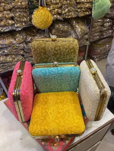 LAMANSH purse LAMANSH® Chikankari work stylish Metal 👛 Purse Cluch for Wedding & Parties / Gifts 🎁 & Favors for Giveaways