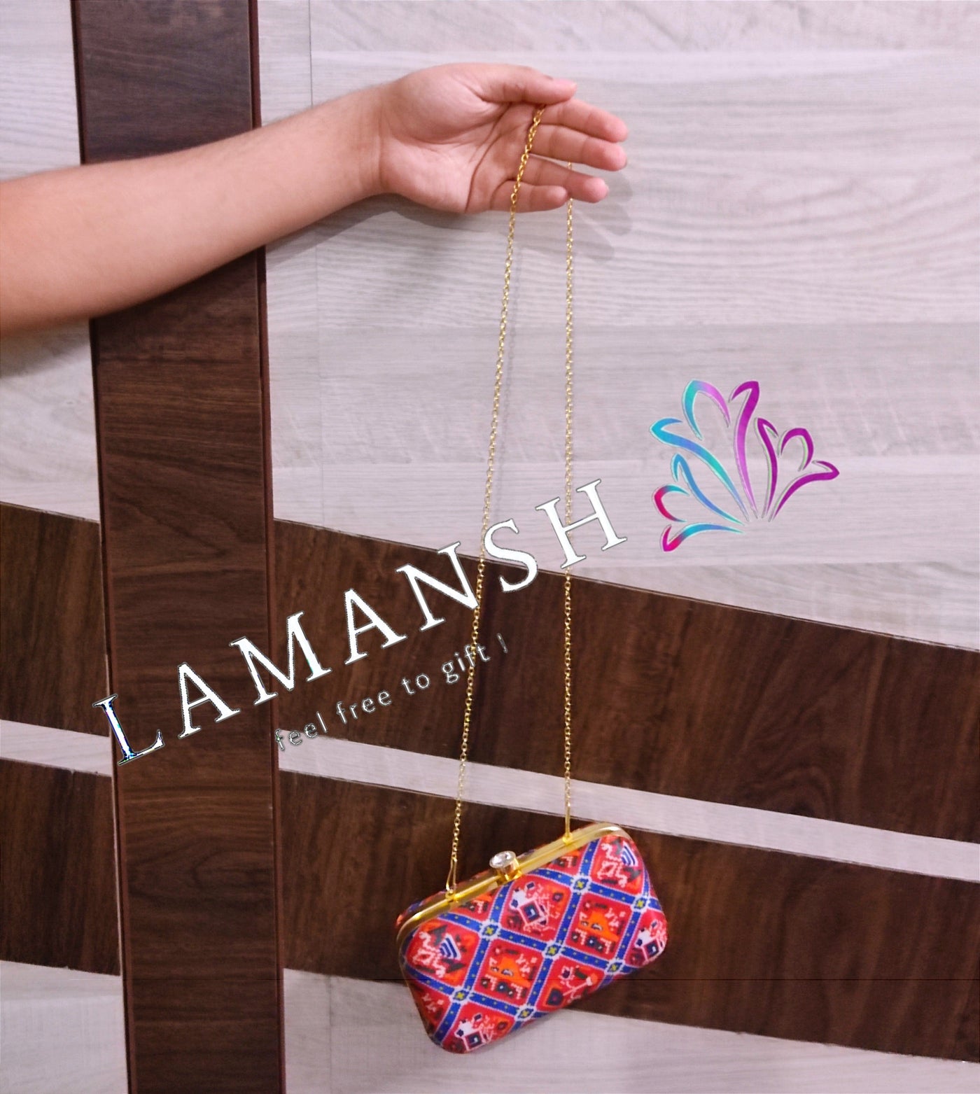 LAMANSH purse LAMANSH Patola Print Metal Hand Clutches for women / Stylish purse for parties 🎉 & wedding ceremony