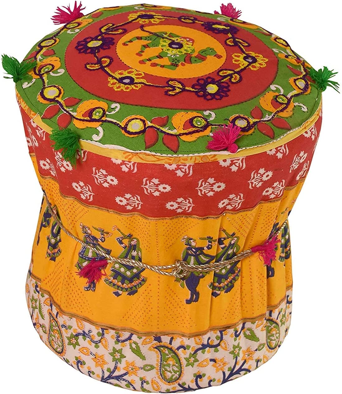 Lamansh rajasthani mudda for event decoration Assorted colors / Pack of 15 Wholesale Pack of 15 Rajasthani Mudda Stools at Rs 700 each (Free shipping included)  Event Decoration / Perfect for Ethnic Indian events & backdrop / Handmade Patchwork Cotton Single Mudda/Ottoman/Pouffe